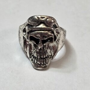 New Vintage Silver Tone Skull Ring Men Women Size 11 Goth Biker Punk Heavy Metal